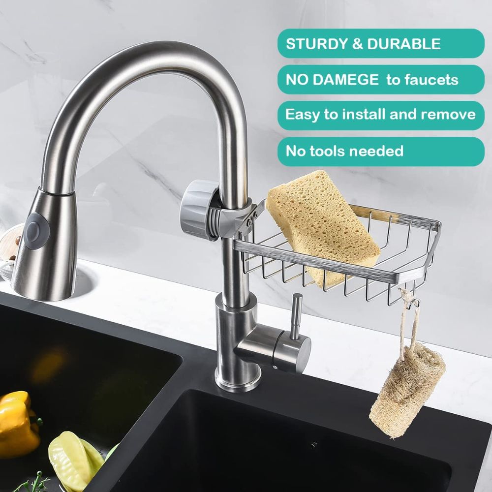 Stainless Steel Faucet Sink Organizer / Sponge Holder.