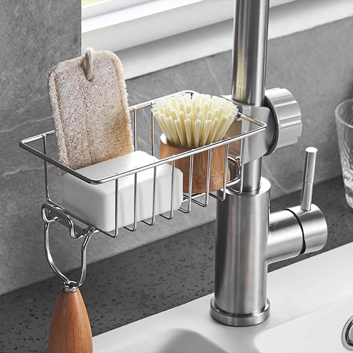 Stainless Steel Faucet Sink Organizer / Sponge Holder.